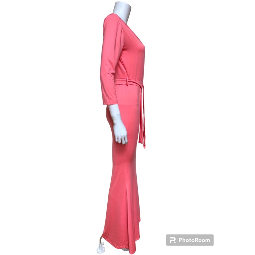 Coral pink surplice body stretch maxi dress, NWOT S - Picture 2 of 12